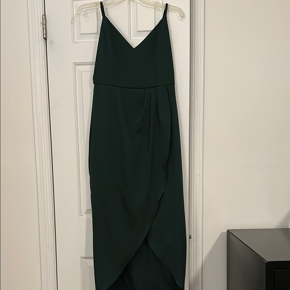 Elegant Green High Low Dress with Adjustable Straps